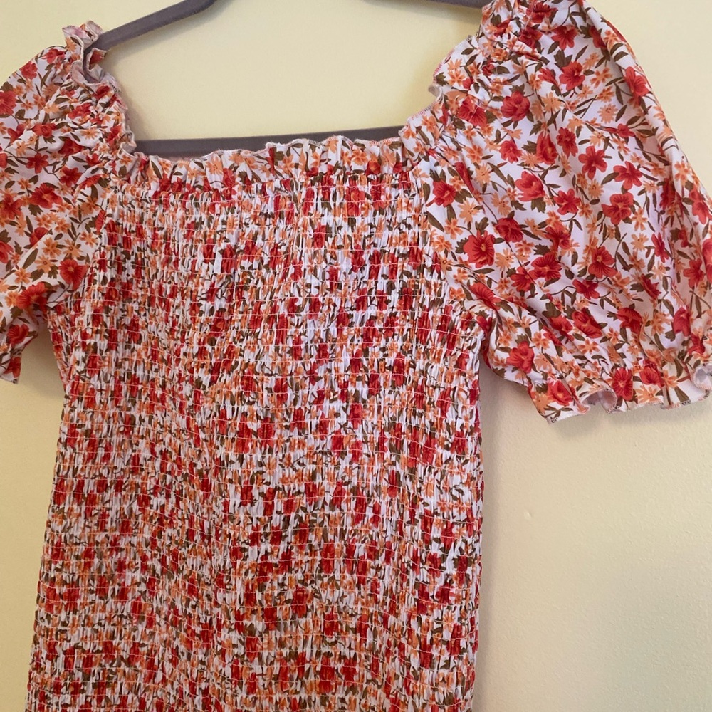 Orange Floral Maternity Summer Dress